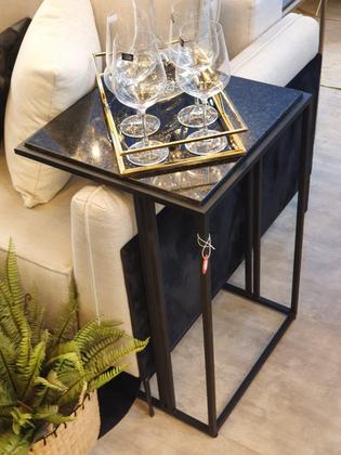 Imagem de Mesa Lateral de Apoio Vicenza Base Prata TAM M - Datelli Design