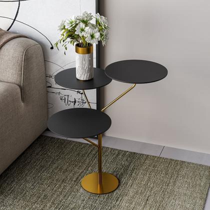 Imagem de Mesa Lateral de Canto Trieste 100% MDF 65cm x 57cm x 57 cm Preto