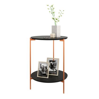 Imagem de Mesa Lateral De Centro Decorativa Preta Pé De Ferro Apoio Canto Sala Quarto