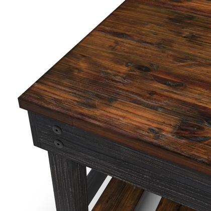 Imagem de Mesa Lateral de Madeira com Prateleira Walnut Distressado