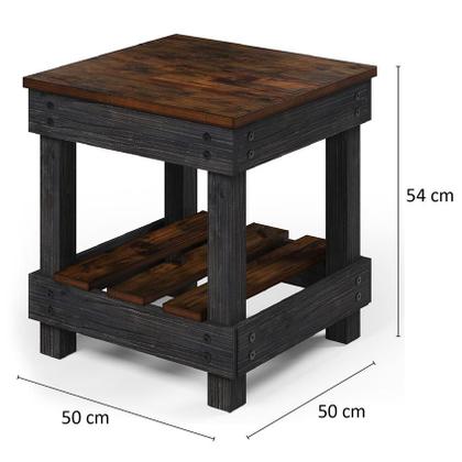 Imagem de Mesa Lateral de Madeira com Prateleira Walnut Distressado