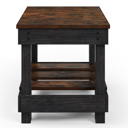 Imagem de Mesa Lateral de Madeira com Prateleira Walnut Distressado