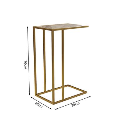 Imagem de Mesa Lateral Elena Industrial Dourado com Tampo de Vidro