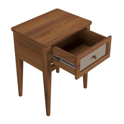 Imagem de Mesa Lateral em Madeira Maciça 1 Gaveta Viena Amêndoa