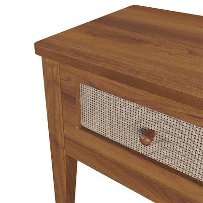 Imagem de Mesa Lateral em Madeira Maciça 1 Gaveta Viena Amêndoa