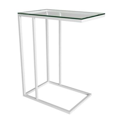 Imagem de Mesa Lateral Encaixe Elena Vidro Branca