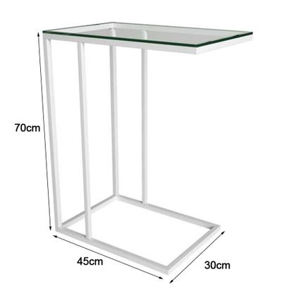 Imagem de Mesa Lateral Encaixe Elena Vidro Branca