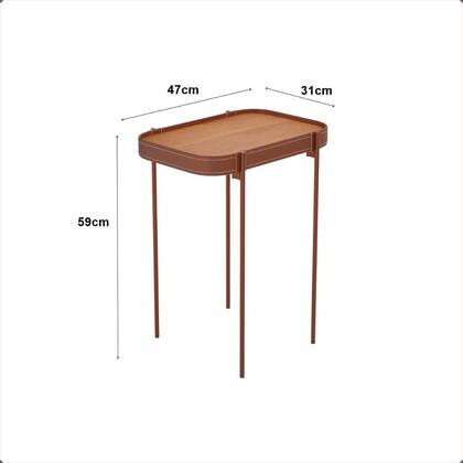 Imagem de Mesa Lateral Grande Melin 70x37 Nature Com Pes Metal Cobre Retangular