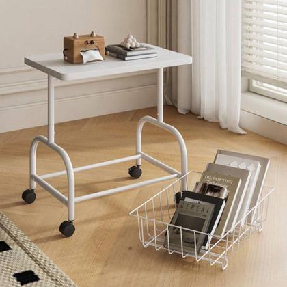 Imagem de Mesa Lateral Multiuso Com Rodinhas - Branca