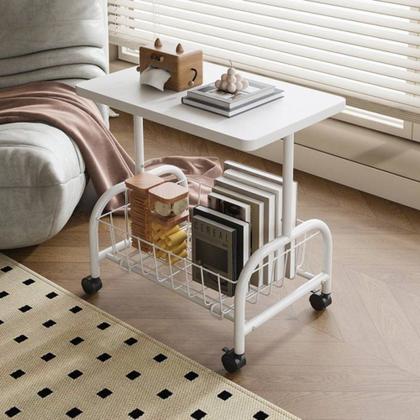 Imagem de Mesa Lateral Multiuso Com Rodinhas - Branca