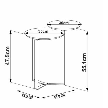 Imagem de Mesa Lateral Para Sala De Estar 2 Em 1 Pés Metálicos Dari A03 Hanover Dourado - Lyam Decor