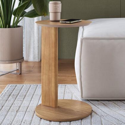 Imagem de Mesa Lateral Para Sala de Estar Pés Madeira Bulat A03 Hanover Roble - Lyam Decor