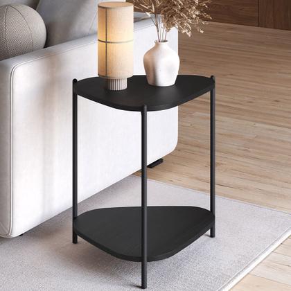 Imagem de Mesa Lateral Para Sala de Estar Pés Metálicos Adek A03 Nero Preto - Lyam Decor