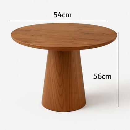 Imagem de Mesa lateral para sala Redonda de Madeira Com Base Conê