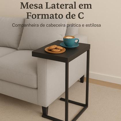 Mesa Lateral para Sofá Pequena Preta em Aço Ideal para Sala, Compacta e Moderna - DIcarlo Imagem de Mesa Lateral para Sofá Pequena Preta em Aço Ideal para Sala, Compacta e Moderna