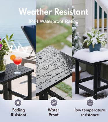 Imagem de Mesa lateral PASAMIC Adirondack HDPE resistente às intempéries preta