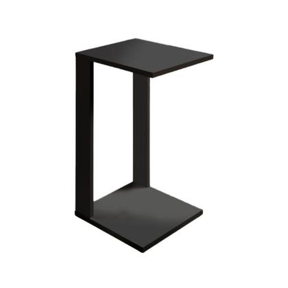 Imagem de Mesa Lateral Preta Apoio Decorativo Encaixe Lateral ao Sofá