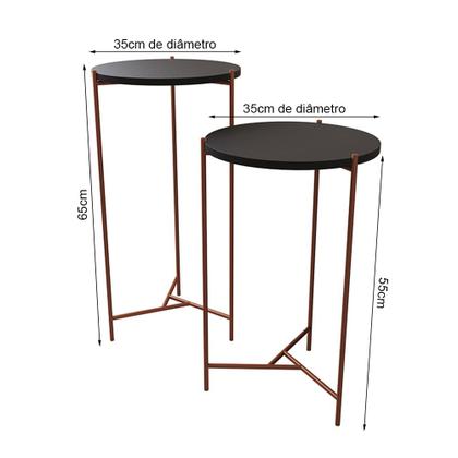 Imagem de Mesa Lateral Redonda Áquila Cobre e Tampo Preto