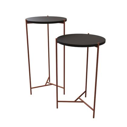 Imagem de Mesa Lateral Redonda Áquila Cobre e Tampo Preto