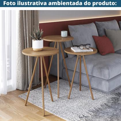 Imagem de Mesa Lateral Redonda Artesano 48,5 cm (altura) em MDP Hanover Estrutura Metálica em Aço Dourado