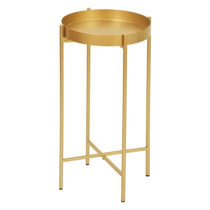 Imagem de Mesa Lateral Redonda com Bandeja Apoio Sala Aço Collie 30x60