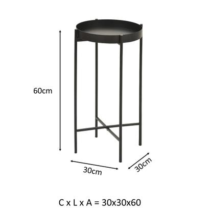 Imagem de Mesa Lateral Redonda com Bandeja Apoio Sala Aço Collie 30x60