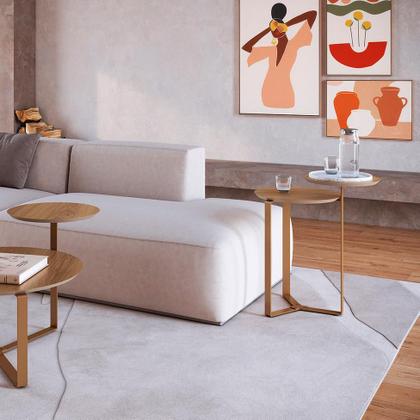 Imagem de Mesa Lateral Redonda Complementos Hanover e Dourada 44 cm