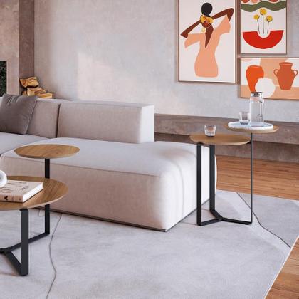 Imagem de Mesa Lateral Redonda Complementos Hanover e Preta 44 cm