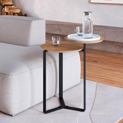 Imagem de Mesa Lateral Redonda Complementos Hanover e Preta 44 cm