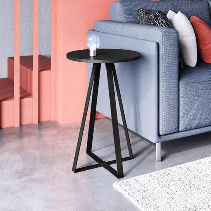 Imagem de Mesa Lateral Redonda Complementos Preta 40 cm
