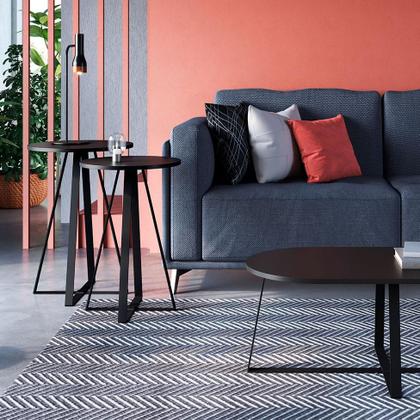 Imagem de Mesa Lateral Redonda Complementos Preta 40 cm