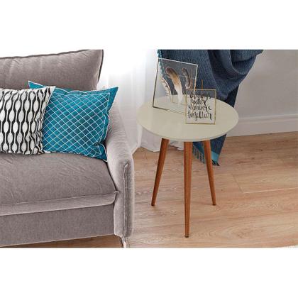Mesa Lateral Redonda Luna 530 Off White - Patrimar Imagem de Mesa Lateral Redonda Luna 530 Off White