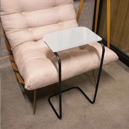 Imagem de Mesa Lateral Tampo Multiuso Para Sofá Base Preto - D'Rossi