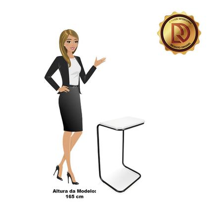 Imagem de Mesa Lateral Tampo Multiuso Para Sofá Base Preto - D'Rossi