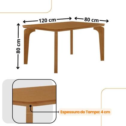 Imagem de Mesa Liz 120cm Mdf Com 4 Cadeiras Safira Veludo Creme/naturalle/naturalle