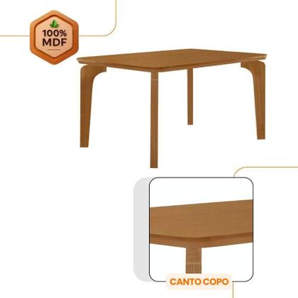 Imagem de Mesa Liz 120cm Mdf Com 4 Cadeiras Safira Veludo Creme/naturalle/naturalle