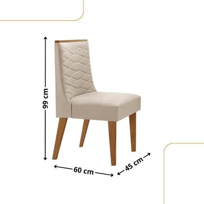 Imagem de Mesa Liz 120cm Mdf Com 4 Cadeiras Safira Veludo Creme/naturalle/naturalle