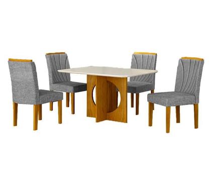 Imagem de Mesa Lorena 1,20 Freijó Tampo Off C/Vidro 4 Cadeiras Lorena
