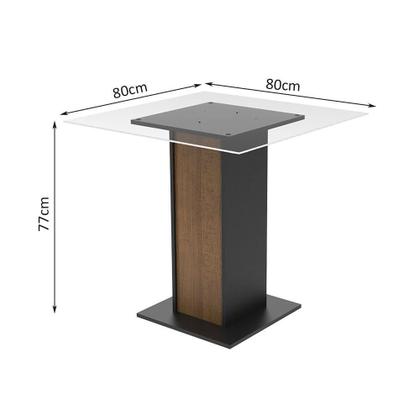 Imagem de Mesa Madesa Quadrada com Tampo de Vidro 5332a Preto e Rustic