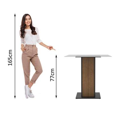 Imagem de Mesa Madesa Quadrada com Tampo de Vidro 5332a Preto e Rustic