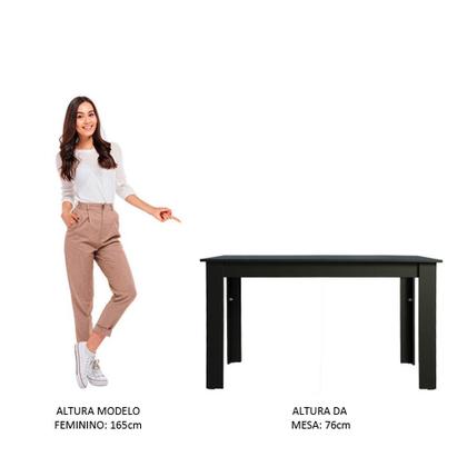 Imagem de Mesa Madesa Retangular Tampo de Madeira 5231 - Preto