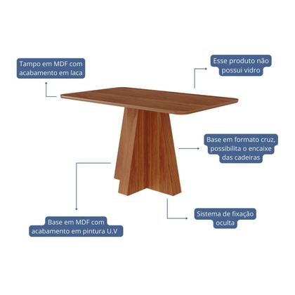 Imagem de Mesa Maite 130 cm sem Vidro Marrom/Cinamomo