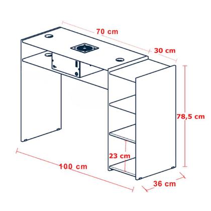 Imagem de Mesa Manicure Profissional Com Sugador Nail Designer Com Nichos Sugnails