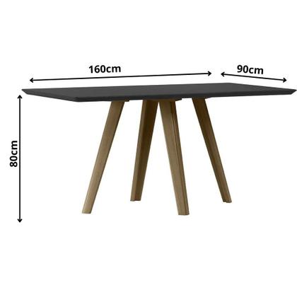 Imagem de Mesa Mariah 160x90cm - Amêndoa/Preto