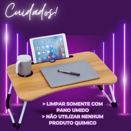 Imagem de Mesa Mesinha Apoio Cama Sofá Suporte Notebook Tablet Copo Refeição Homi Office Dobrável
