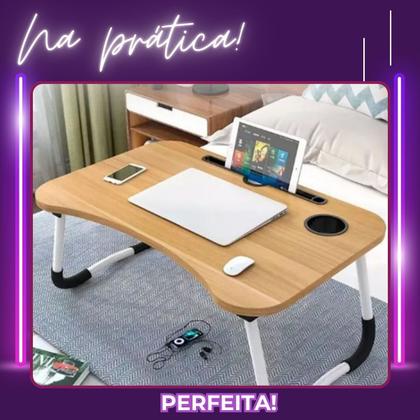 Imagem de Mesa Mesinha Apoio Cama Sofá Suporte Notebook Tablet Copo Refeição Homi Office Dobrável