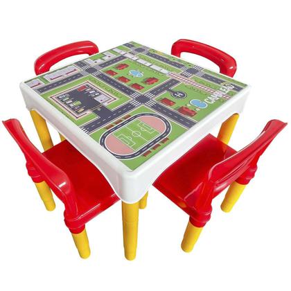 Imagem de Mesa Mesinha Conjunto Infantil Com 4 Cadeiras Escolar Plástica Camaleão