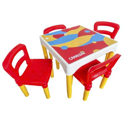 Imagem de Mesa Mesinha Conjunto Infantil Com 4 Cadeiras Escolar Plástica Camaleão