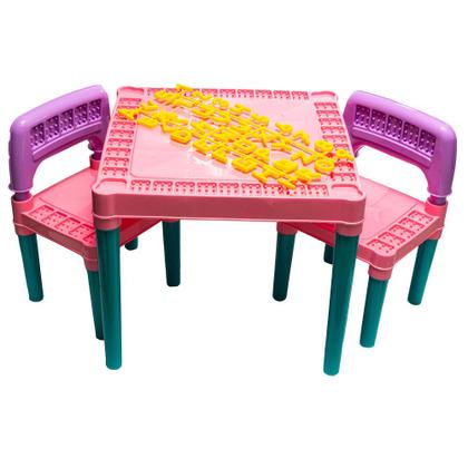 Imagem de Mesa Mesinha Didática Rosa Menina Com 02 Cadeiras - Tritec