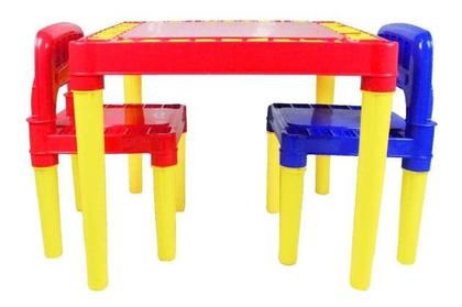 Imagem de Mesa Mesinha Infantil Com 2 Cadeira Educativa Para Crianças - Vermelha